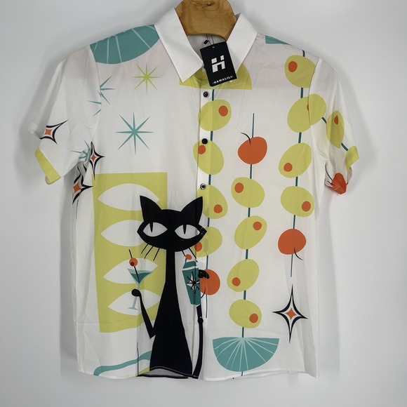 Hawalili Other - NEW Hawalili Hawaiian Retro Cat Shirt Atomic XL NWT